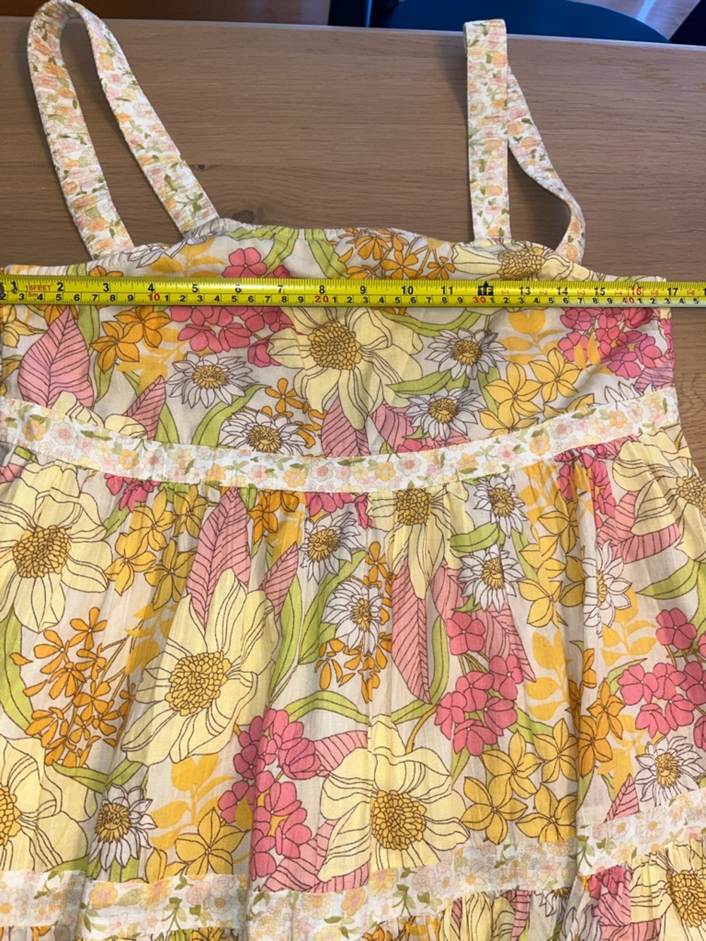 American Eagle Floral Tiered Maxi Sundress - Yellow & Pink - Picture 6 of 7